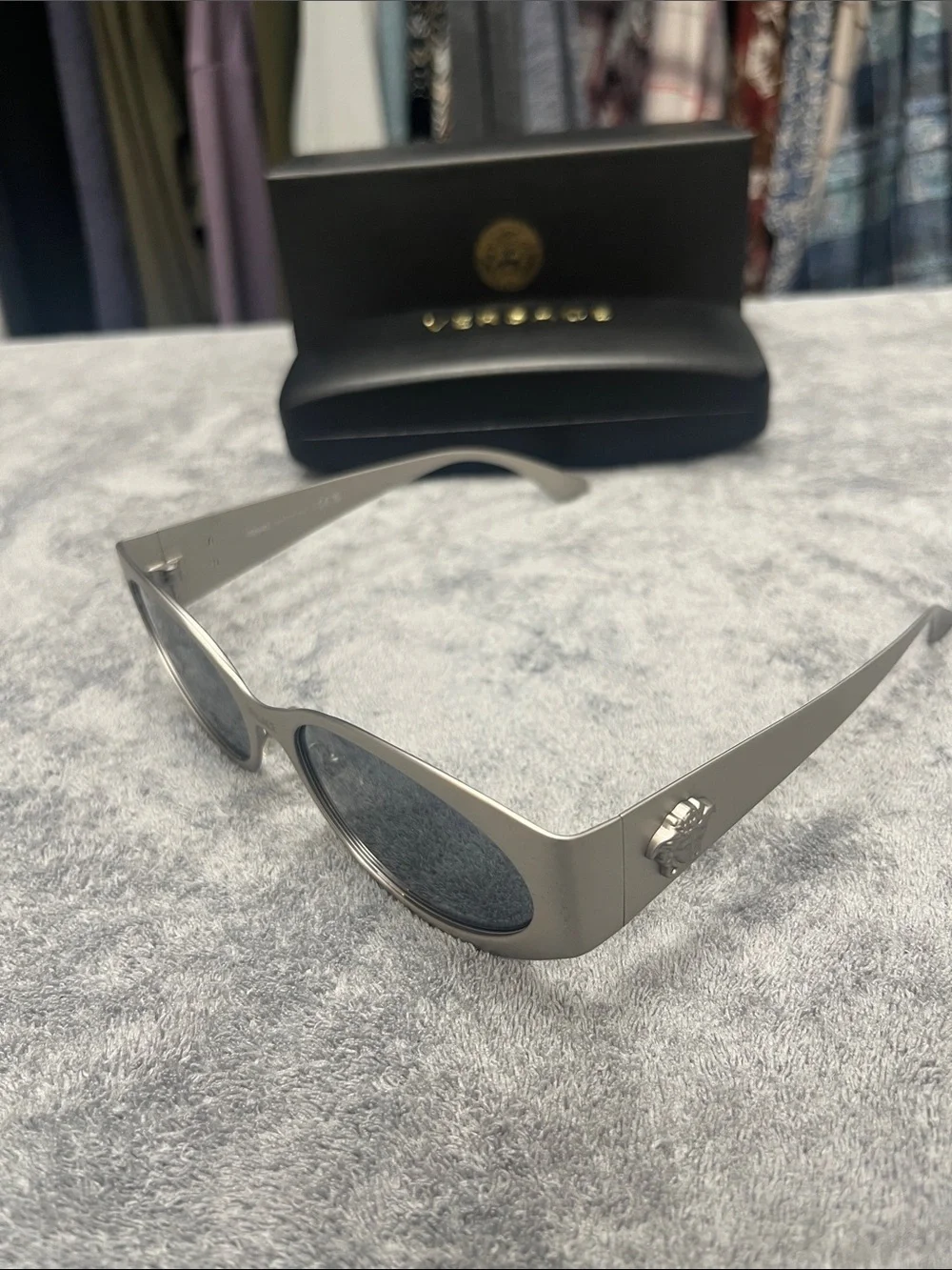 Versace Silver Sunglasses Sleek Modern Design